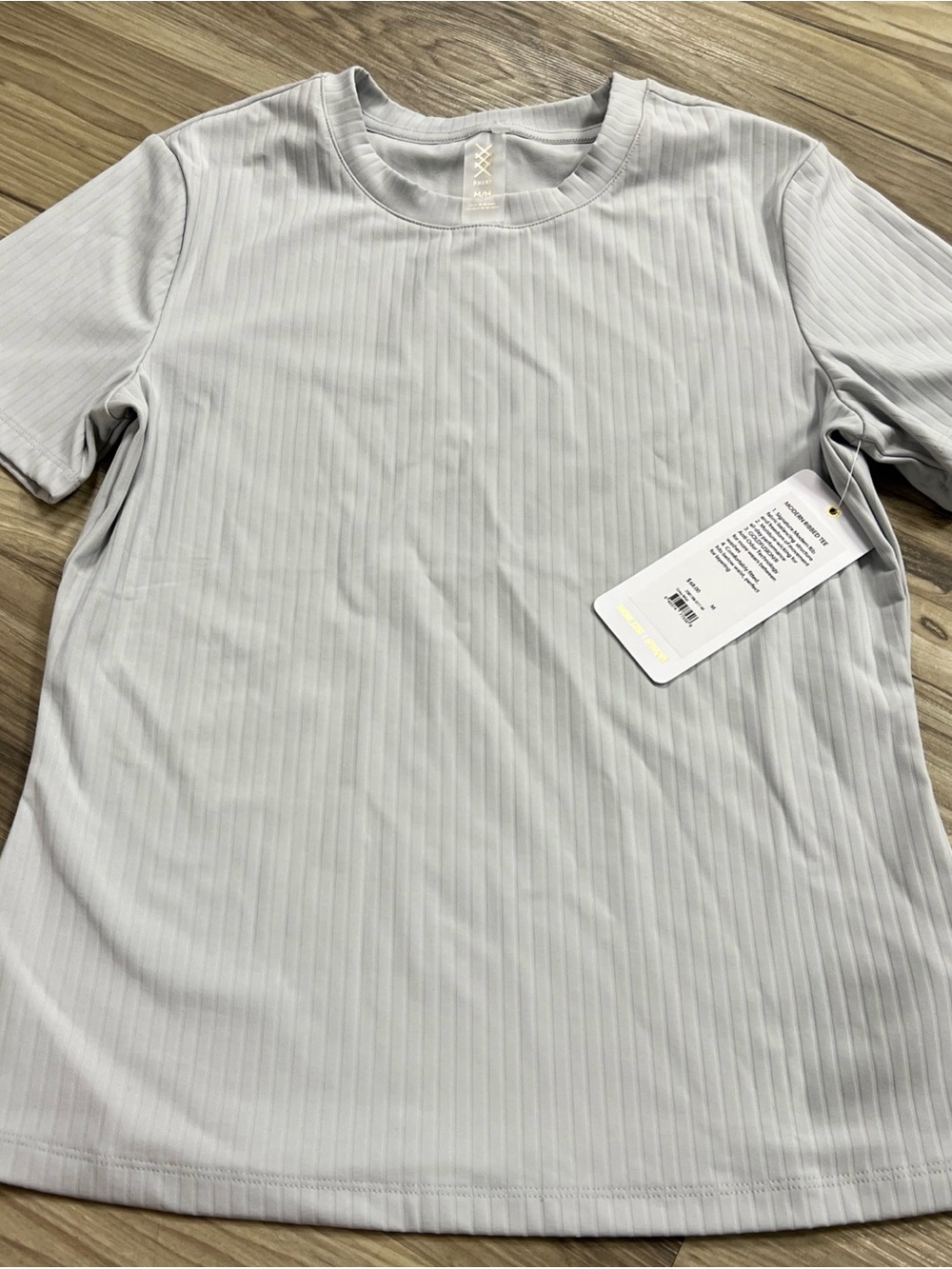 Rhone Modern Ribbed Tee Performance Short Sleeve Shirt Grey Mist Women’s Medium